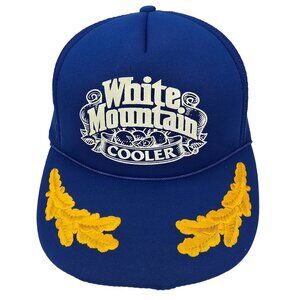 White Mountain Cooler Hat Snapback Trucker Rope Cap Blue Vintage 80s Beer Promo